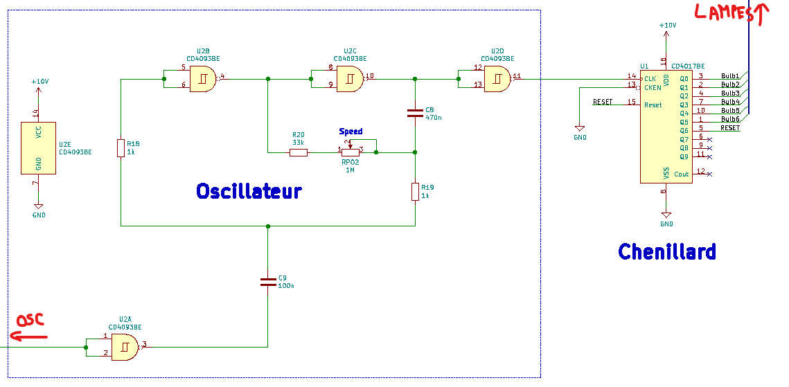 Schéma Oscillateur et Chenillard